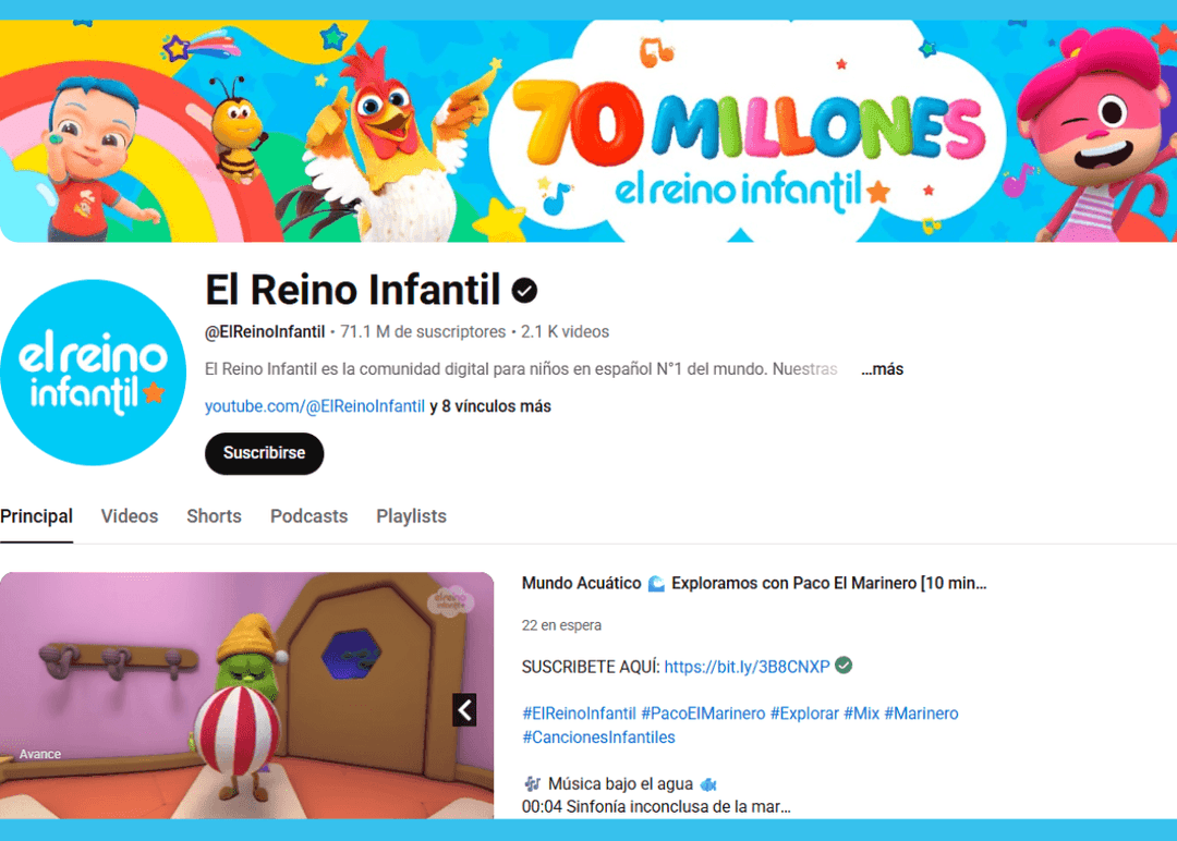 Portada de El Reino Infantil lidera el consumo de contenido infantil en español a nivel global