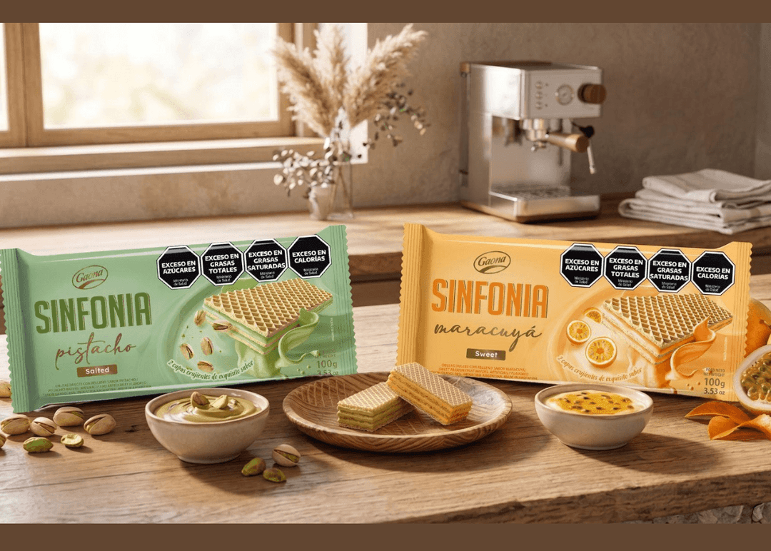 Portada de Sinfonía presenta sus nuevas obleas rellenas con pistacho y maracuyá