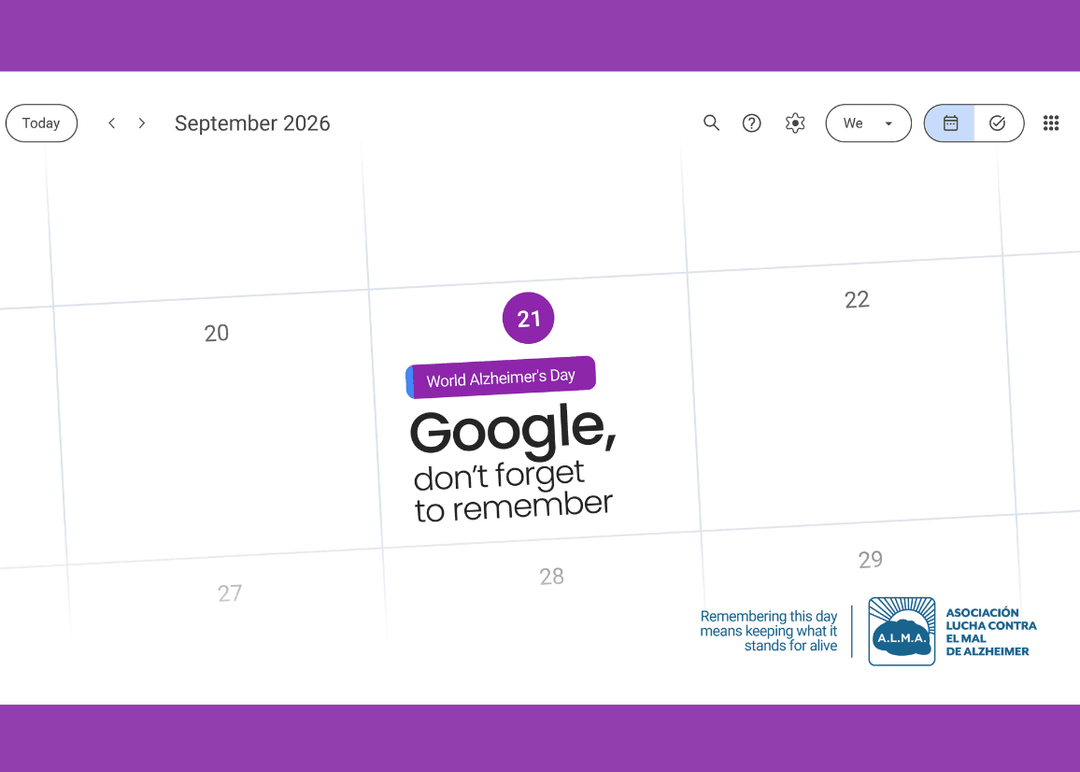 Portada de ALMA y Oniria\TBWA le piden a Google Calendar que no se olvide del Día Mundial del Alzheimer